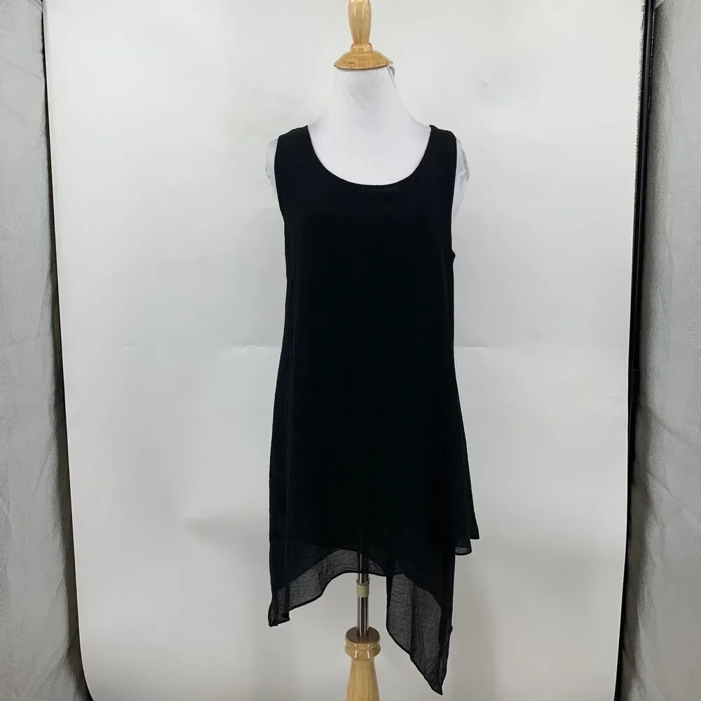 Soft Surroundings Blouse Women S Small Black Celine Angled Shark Tooth Tunic Hem - Picture 2 of 12